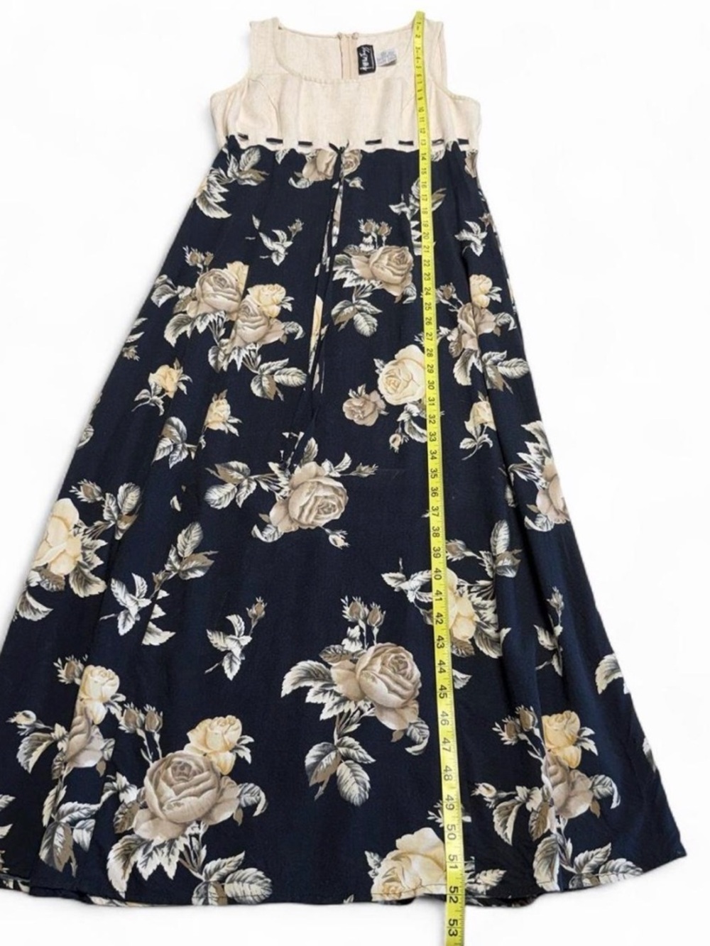 Vintage 90’s Linen Blend Floral Maxi Dress Women’s 11/12 Cottagecore Summer - Picture 5 of 5